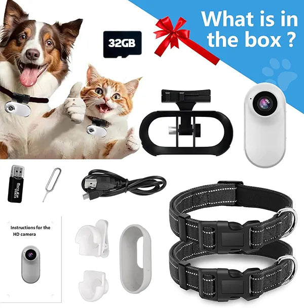 FurrSnap Dog Collar Camera – HD 1080P Wireless Mini Action Cam for Pets, Indoor & Outdoor, No WiFi Required