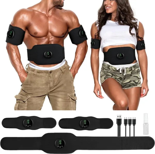 LumiAB EMS Ab Stimulator Belt – 12 Modes & 19 Intensity Levels | Full Body Muscle Toning for Core, Arms & Legs