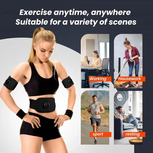 LumiAB EMS Ab Stimulator Belt – 12 Modes & 19 Intensity Levels | Full Body Muscle Toning for Core, Arms & Legs