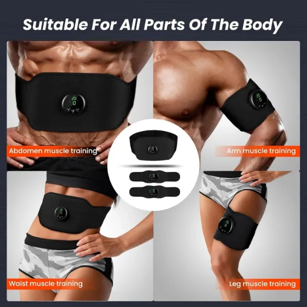 LumiAB EMS Ab Stimulator Belt – 12 Modes & 19 Intensity Levels | Full Body Muscle Toning for Core, Arms & Legs