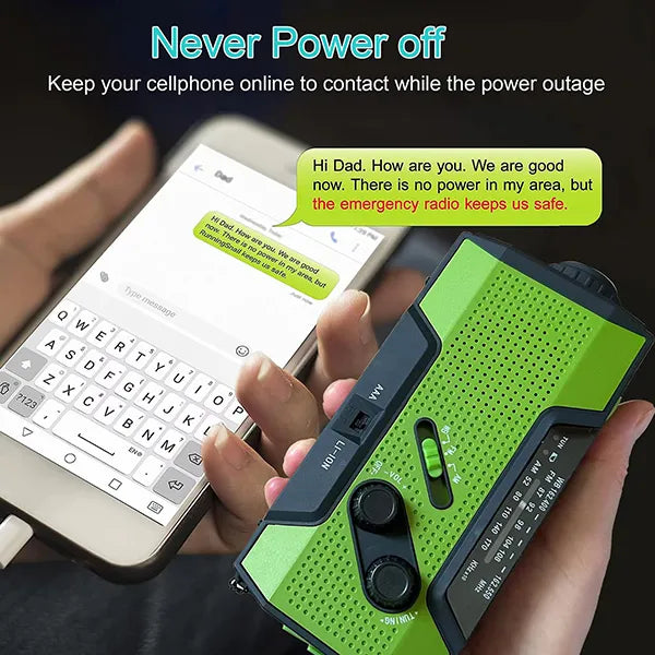 AleSkio Emergency Weather Radio – NOAA, Hand Crank, Solar & USB, Power Bank, SOS Alarm & Flashlight
