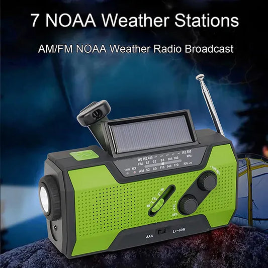 AleSkio Emergency Weather Radio – NOAA, Hand Crank, Solar & USB, Power Bank, SOS Alarm & Flashlight