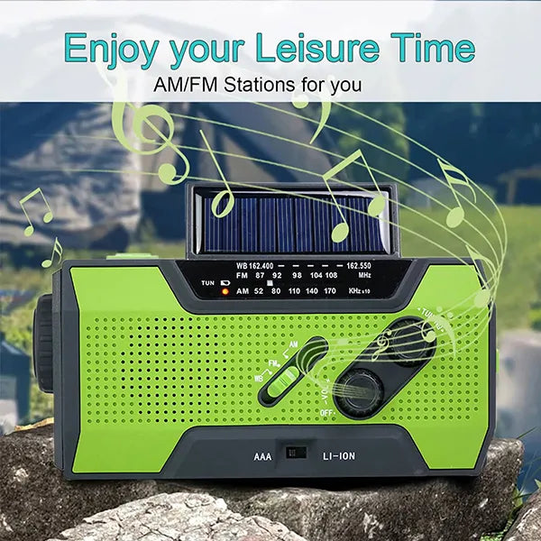 AleSkio Emergency Weather Radio – NOAA, Hand Crank, Solar & USB, Power Bank, SOS Alarm & Flashlight