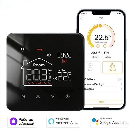 AuraTemp Smart Thermostat – WiFi Heating Control with Google & Alexa Support