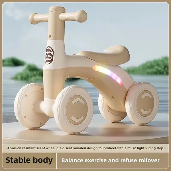 RiDroKit Toddler Balance Bike – 4-Wheel First Bike with Colorful Lights, Adjustable Seat for Ages 12–24 Months