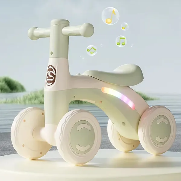 RiDroKit Toddler Balance Bike – 4-Wheel First Bike with Colorful Lights, Adjustable Seat for Ages 12–24 Months