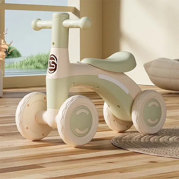 RiDroKit Toddler Balance Bike – 4-Wheel First Bike with Colorful Lights, Adjustable Seat for Ages 12–24 Months