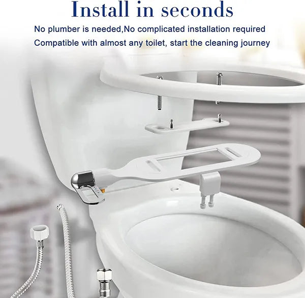 Jberip Bidet Toilet Seat Attachment – Ultra Slim, Self-Cleaning Dual Nozzle, Adjustable Water Pressure, Non-Electric