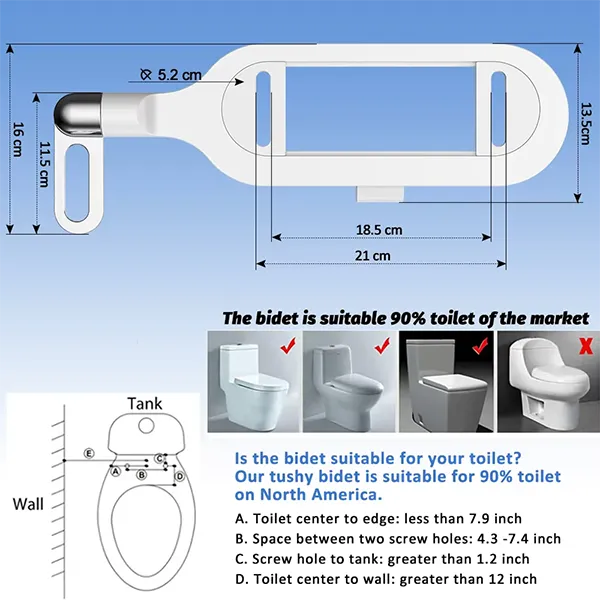Jberip Bidet Toilet Seat Attachment – Ultra Slim, Self-Cleaning Dual Nozzle, Adjustable Water Pressure, Non-Electric