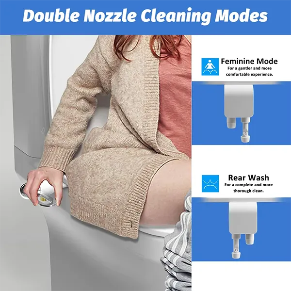 Jberip Bidet Toilet Seat Attachment – Ultra Slim, Self-Cleaning Dual Nozzle, Adjustable Water Pressure, Non-Electric