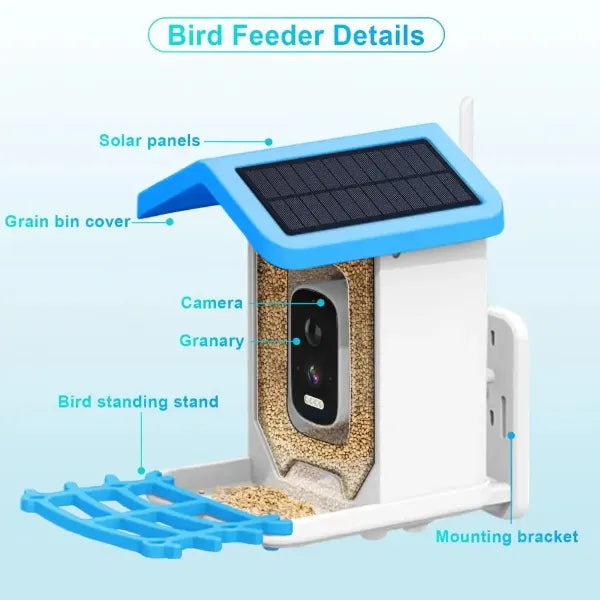 JulyBird Smart Bird Feeder with Camera – 4MP Solar WiFi Camera & AI Bird Recognition | 2-Pack
