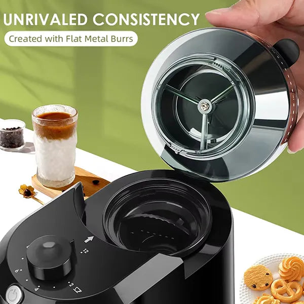 Burrio Electric Burr Coffee Grinder – 28 Grind Settings, 12 Cups, Stainless Steel