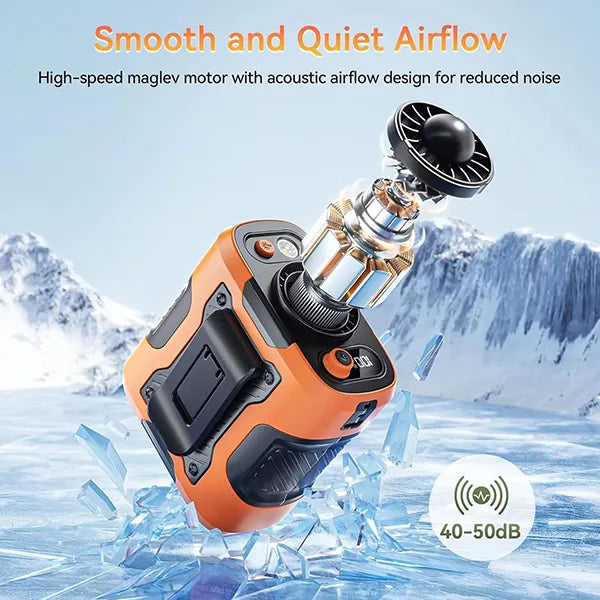 ChillBelt 5-in-1 Wearable Waist Fan – 100 Speeds, 12M/S, 24H Battery, Digital Display & Clip-on Light