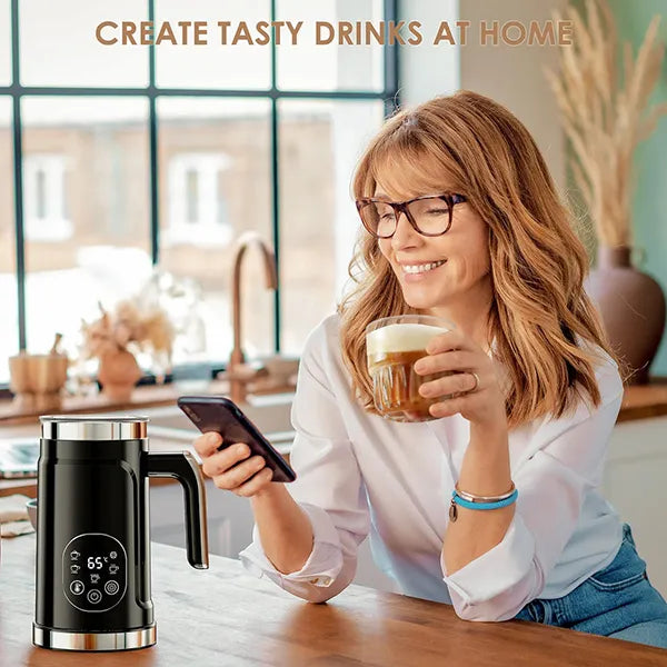 ChoMiz 4-in-1 Electric Milk Frother & Hot Chocolate Maker – Hot & Cold Foam, Latte, Cappuccino