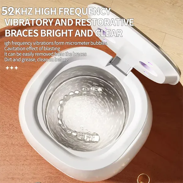 N3DomiX Ultrasonic Denture Cleaner with UV Sterilizer – 52kHz Cleaning Pod, 200ML Wireless, for Dentures, Aligners, Retainers & Jewelry