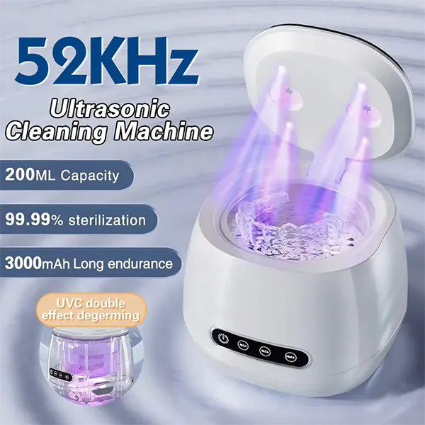 N3DomiX Denture Dome – 52kHz Ultrasonic Cleaner with UV Sterilizer | 200ML Wireless Cleaning Pod