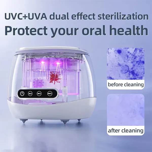 N3DomiX Ultrasonic Denture Cleaner with UV Sterilizer – 52kHz Cleaning Pod, 200ML Wireless, for Dentures, Aligners, Retainers & Jewelry