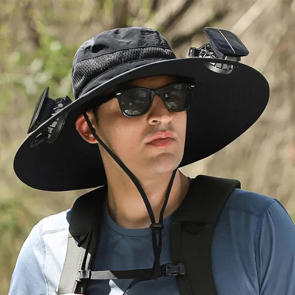 CoolTrip Fan Hat – 3-Speed Cooling Fan Cowboy Hat for Summer, Camping, Beach & Outdoor Sports