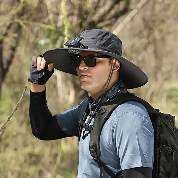 CoolTrip Fan Hat – 3-Speed Cooling Fan Cowboy Hat for Summer, Camping, Beach & Outdoor Sports