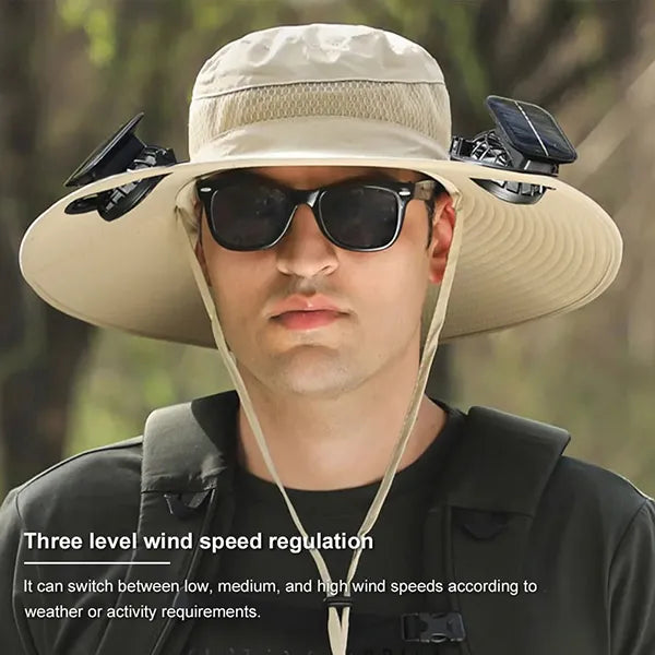 CoolTrip Fan Hat – 3-Speed Cooling Fan Cowboy Hat for Summer, Camping, Beach & Outdoor Sports
