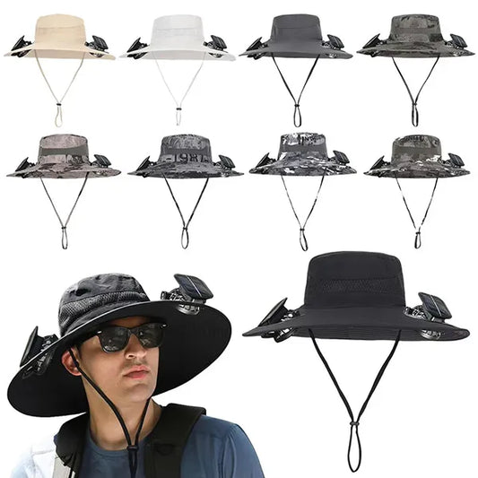 CoolTrip Fan Hat – 3-Speed Cooling Fan Cowboy Hat for Summer, Camping, Beach & Outdoor Sports