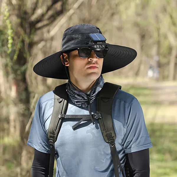 CoolTrip Fan Hat – 3-Speed Cooling Fan Cowboy Hat for Summer, Camping, Beach & Outdoor Sports