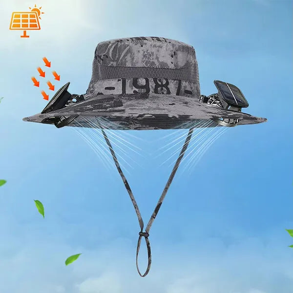 CoolTrip Fan Hat – 3-Speed Cooling Fan Cowboy Hat for Summer, Camping, Beach & Outdoor Sports