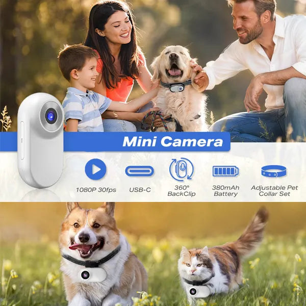 FurrSnap Dog Collar Camera – HD 1080P Wireless Mini Action Cam for Pets, Indoor & Outdoor, No WiFi Required
