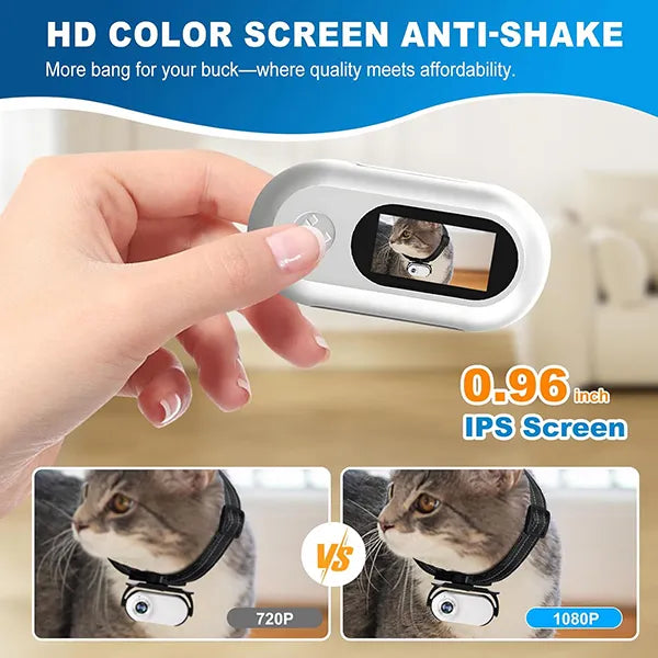 FurrSnap Dog Collar Camera – HD 1080P Wireless Mini Action Cam for Pets, Indoor & Outdoor, No WiFi Required