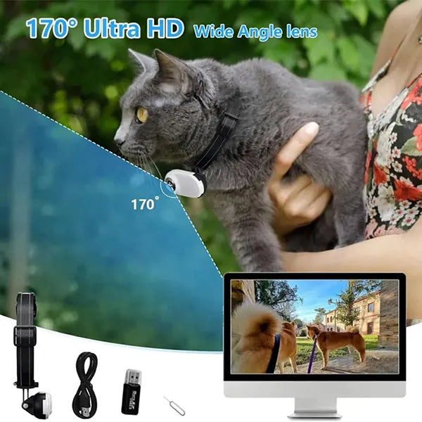 FurrSnap Dog Collar Camera – HD 1080P Wireless Mini Action Cam for Pets, Indoor & Outdoor, No WiFi Required
