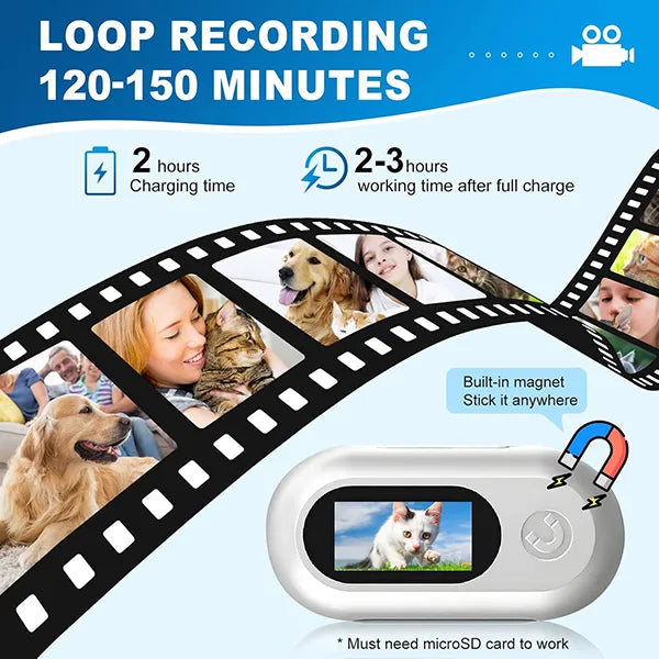 FurrSnap Dog Collar Camera – HD 1080P Wireless Mini Action Cam for Pets, Indoor & Outdoor, No WiFi Required