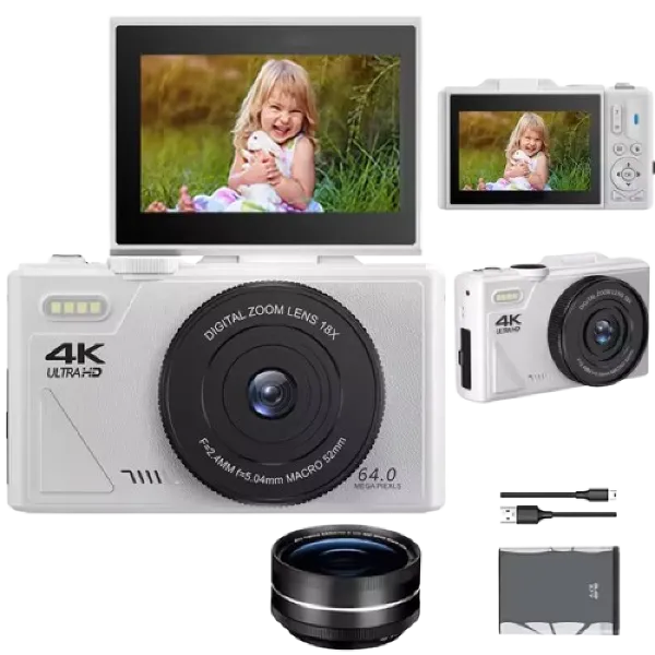 CamTravel 4K Compact Travel Camera – 64MP, WiFi, 18X Zoom, 3.0" Flip Screen | Vlogging & Photography