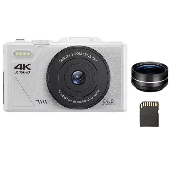 CamTravel 4K Compact Travel Camera – 64MP, WiFi, 18X Zoom, 3.0" Flip Screen | Vlogging & Photography