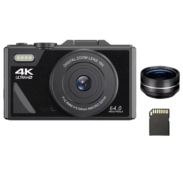 CamTravel 4K Compact Travel Camera – 64MP, WiFi, 18X Zoom, 3.0" Flip Screen | Vlogging & Photography
