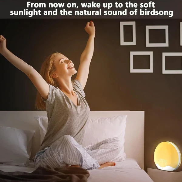 SunyClok Dawn Simulator Alarm Clock – Sunrise Wake-Up Light with 10,000 Lux, 12-Color Night Light & Sleep Aid
