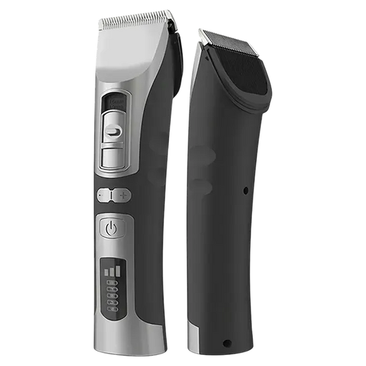PupyHair Pro Dog Clippers for Thick Hair – 2-Head Cordless Grooming Set, LED Battery Display, Ergonomic Streamline Design