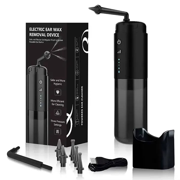 DomiE5 Electric Ear Wax Removal Kit – Water-Powered Irrigator, 4 Pressure Modes, 6-Piece Kit, USB Rechargeable, Waterproof
