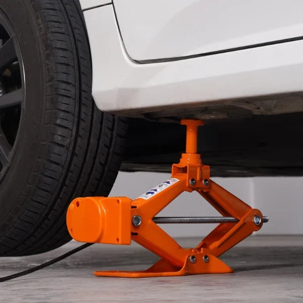 JakyCar Electric Car Jack – 3 Ton 12V Scissor Jack with Impact Wrench, Dual Saddles & Remote Control
