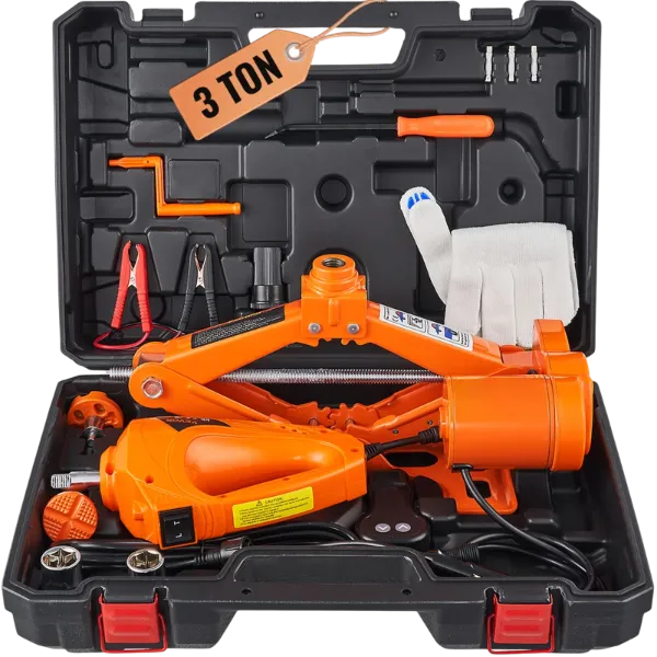 JakyCar Electric Car Jack – 3 Ton 12V Scissor Jack with Impact Wrench, Dual Saddles & Remote Control