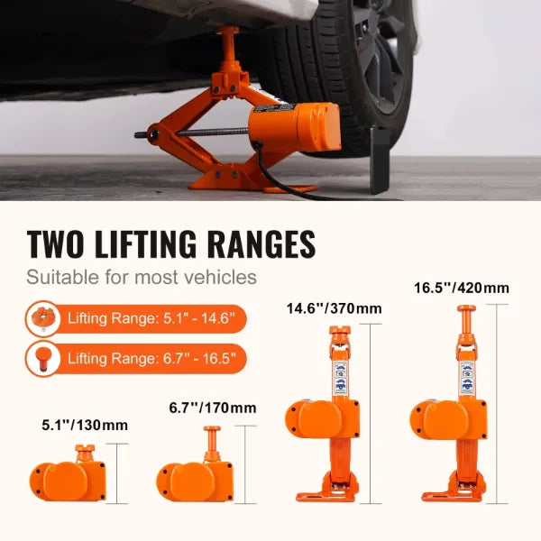 JakyCar Electric Car Jack – 3 Ton 12V Scissor Jack with Impact Wrench, Dual Saddles & Remote Control