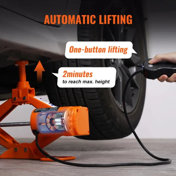 JakyCar Electric Car Jack – 3 Ton 12V Scissor Jack with Impact Wrench, Dual Saddles & Remote Control