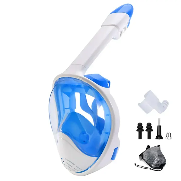 SnorkMask Full Face Snorkel Mask – 180° Panoramic View, Anti-Fog & Anti-Leak, Camera Mount, Foldable Snorkeling Set for Adults