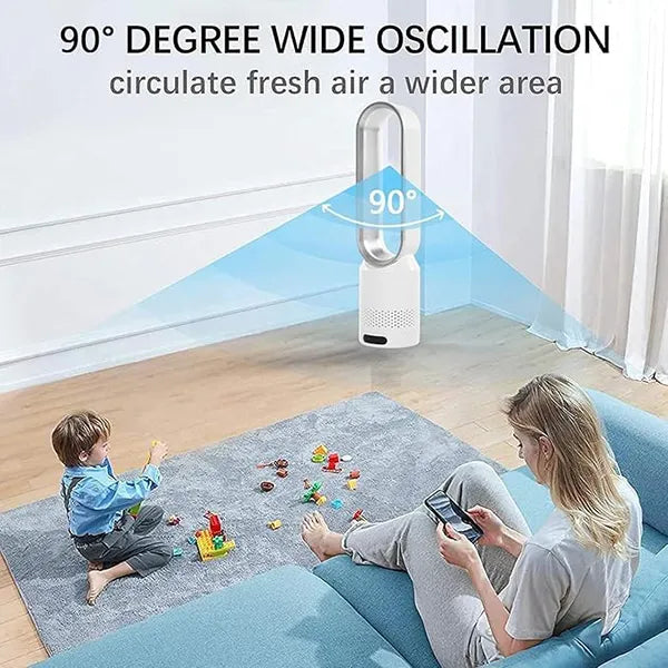 MolyFans Bladeless Tower Fan with Air Purification – 20", 90° Oscillation, 8 Speeds, Remote Control, 120-Min Timer