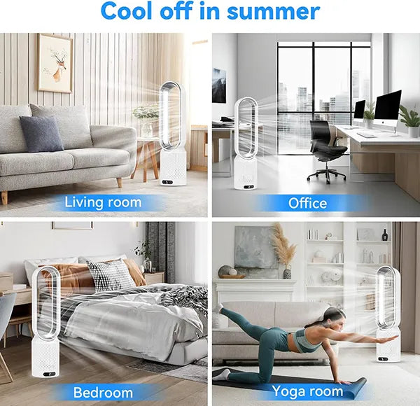 MolyFans Bladeless Tower Fan – 20", Air Purification, 8 Speeds, 90° Oscillation, Remote & 120-Min Timer
