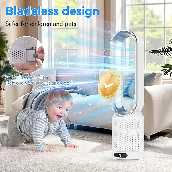 MolyFans Bladeless Tower Fan – 20", Air Purification, 8 Speeds, 90° Oscillation, Remote & 120-Min Timer