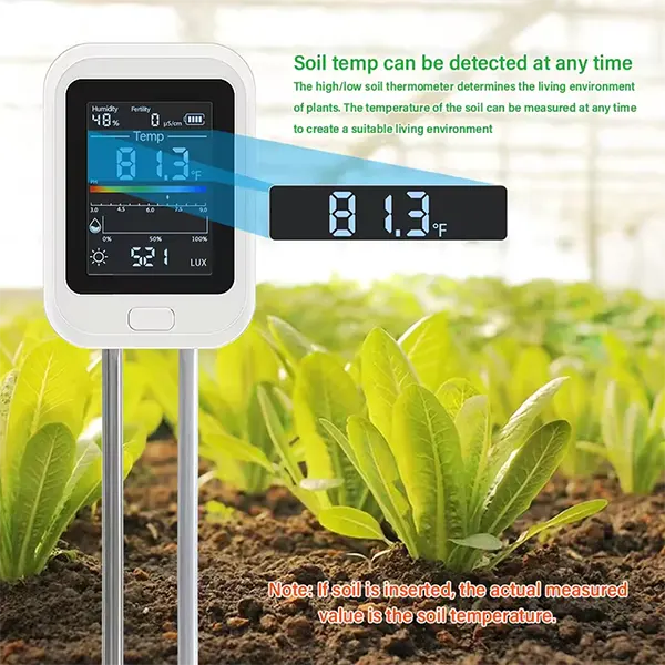 Famipheer 6-in-1 Soil pH Tester – Rechargeable Digital Meter with LCD Display for pH, Moisture, Temperature, Sunlight & Fertility