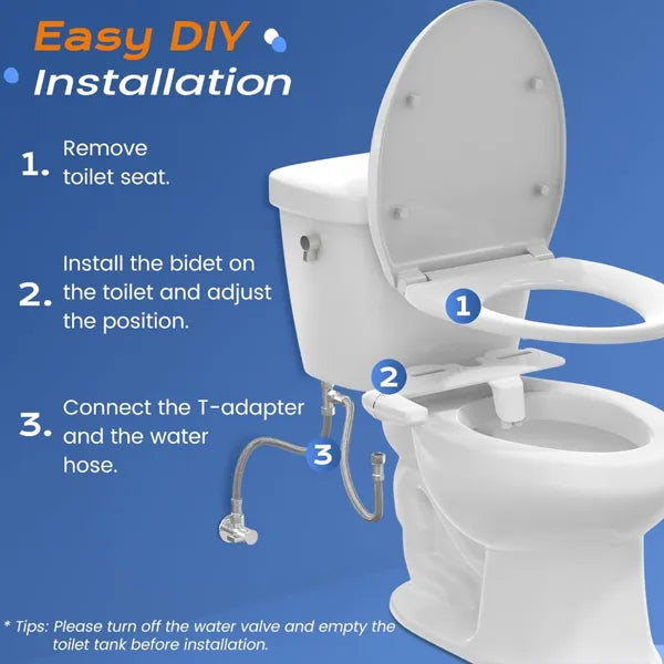 Flowzi Bidet Attachment – Easy-Install Non-Electric Toilet Bidet Seat Attachment
