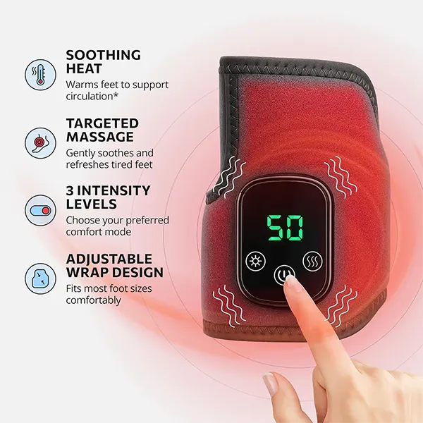MisuFo N5 Foot Massager – Cordless Electric Foot Wrap with Heat, 3 Massage Modes, 5 Heat Levels for Pain Relief
