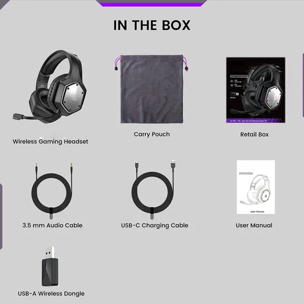 DarkEcho Wireless Gaming Headset – 2.4GHz, 7.1 Surround Sound, ENC Mic, RGB, PS5/PS4/PC/Switch/Xbox