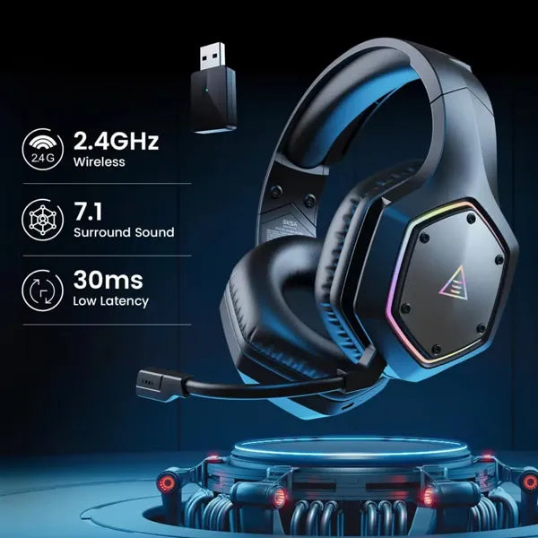 DarkEcho Wireless Gaming Headset – 2.4GHz, 7.1 Surround Sound, ENC Mic, RGB, PS5/PS4/PC/Switch/Xbox